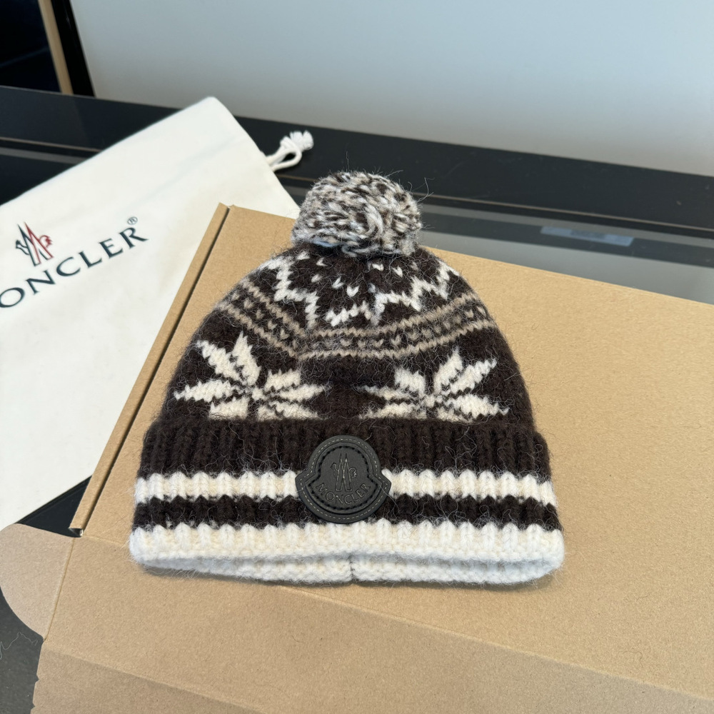 Moncler children's brown woolen hat